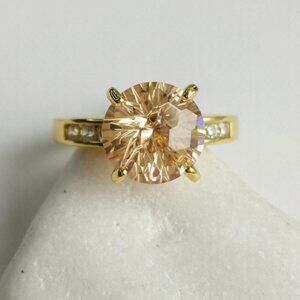 18k Gold Vermeil Imperial Topaz CZ Ring Size 7